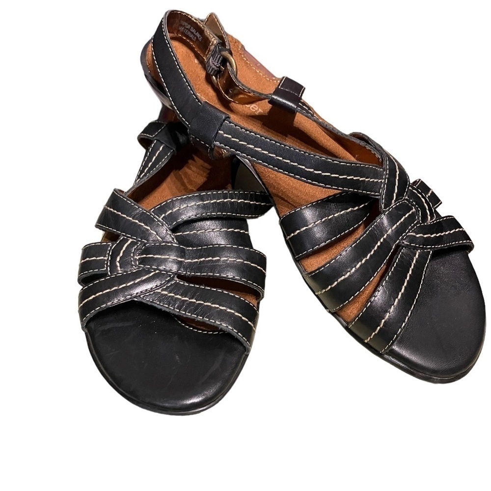 Naturalizer Navy Leather Open Toe Heel Sandals Size 6.5